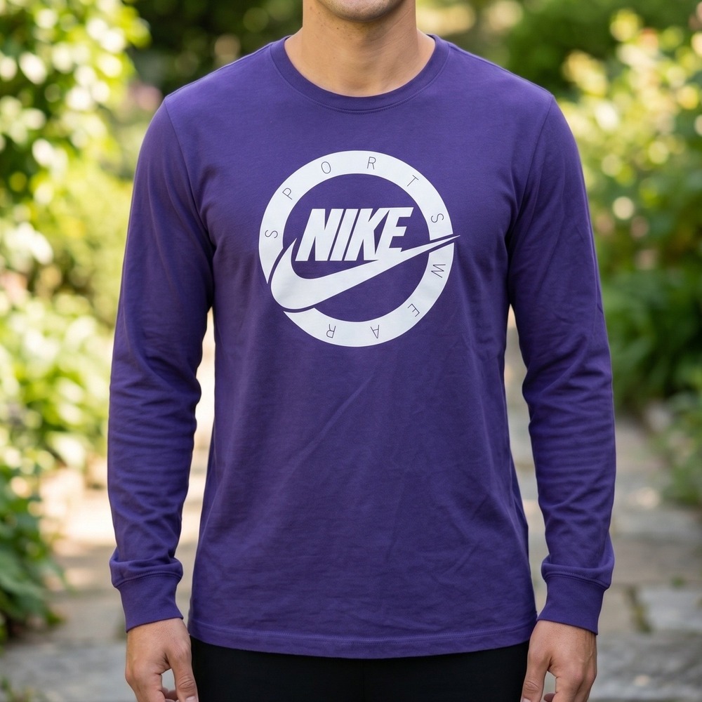 Nike Sportswear Long Sleeve Tee Purple Graphic Swoosh T-Shirt Mens XXL 4916